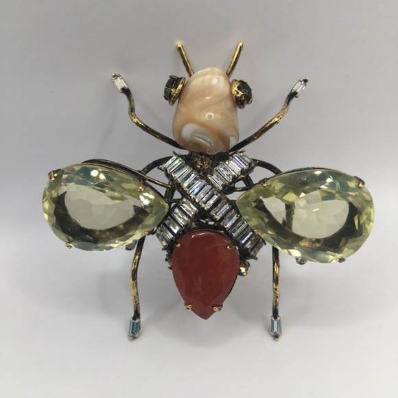 C&D JEWELRY Vintage Costume Bee Bug Fly Insect Beetle Brooch Pin Iradj Moini - Picture 10 of 11